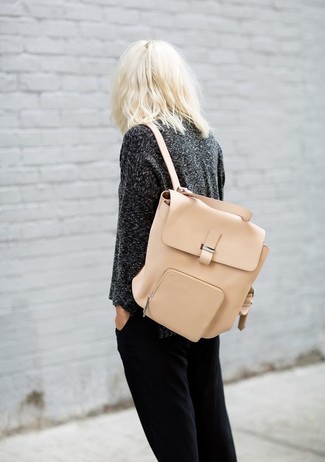 Женский бежевый кожаный рюкзак от Anya Hindmarch