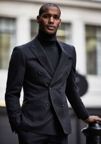 Мужской темно-серый шерстяной двубортный пиджак от Valentino