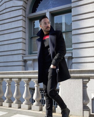 Мужской черный свитер с круглым вырезом с принтом от Valentino
