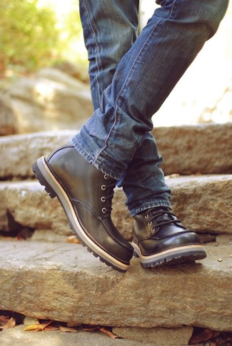 Мужские черные кожаные рабочие ботинки от Dr. Martens
