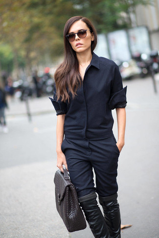 Черные кожаные ботфорты от Givenchy