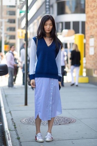 Женский темно-синий свитер с v-образным вырезом от Baon