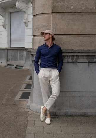Мужские белые брюки в вертикальную полоску от Thom Browne