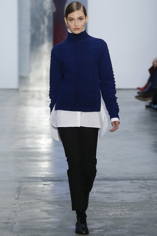 Женский синий шерстяной свитер от Enfold