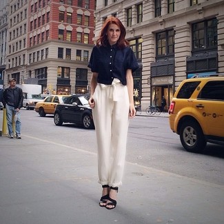 Женские белые шелковые брюки от Zimmermann