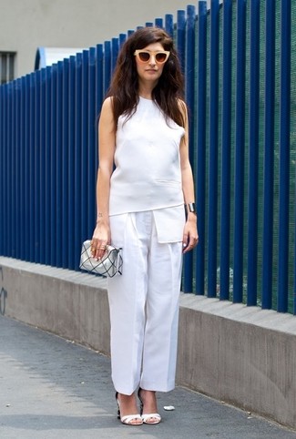 Белые широкие брюки от Alberta Ferretti