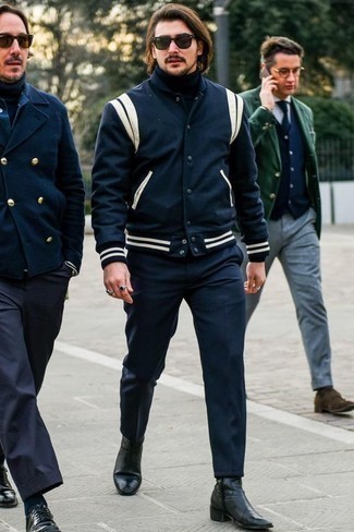Мужская темно-сине-белая университетская куртка от Asos