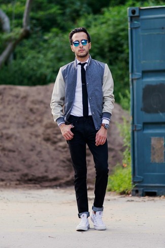Мужская серая университетская куртка от Karl Lagerfeld