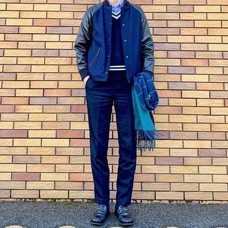 Мужская темно-синяя университетская куртка от Thom Browne