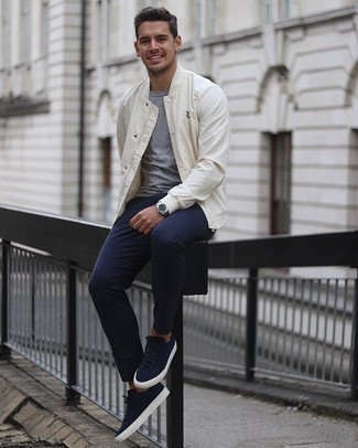 Мужская белая университетская куртка от Dolce & Gabbana