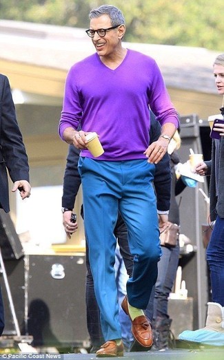 Мужской фиолетовый свитер с v-образным вырезом от Prada