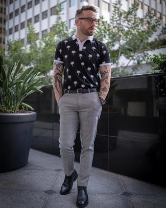 Мужская черно-белая футболка-поло с принтом от Versace