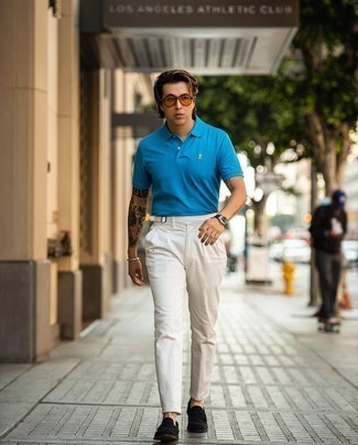 Мужская бирюзовая футболка-поло от Dolce & Gabbana