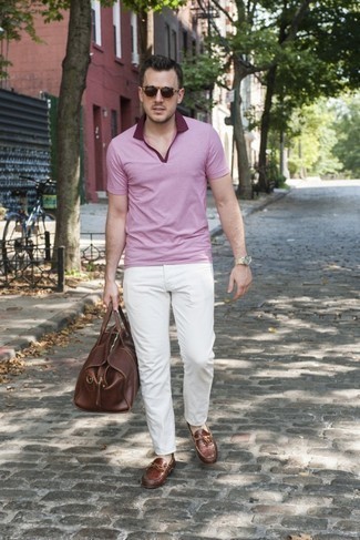 Мужская розовая футболка-поло от Woolrich