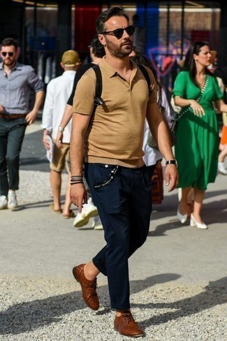 Мужская светло-коричневая футболка-поло от Alfred Muller