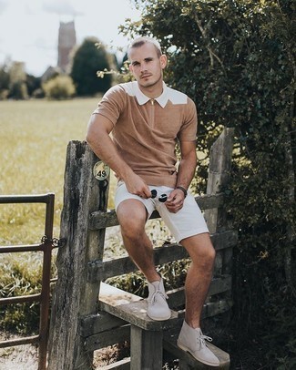 Мужская светло-коричневая футболка-поло от Prada