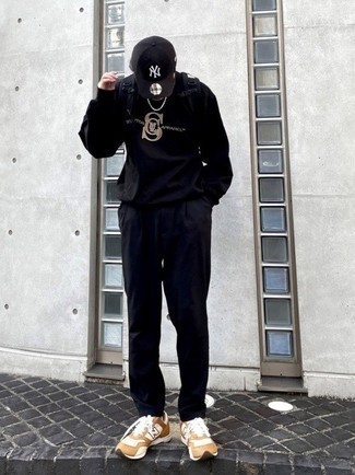 Мужская черная футболка с длинным рукавом с принтом от Yohji Yamamoto