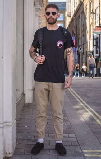 Мужская черная футболка с круглым вырезом с принтом от Lonsdale