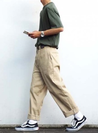 Мужская темно-зеленая футболка с круглым вырезом от Kenzo