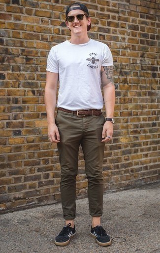 Мужская белая футболка с круглым вырезом с принтом от Raf Simons