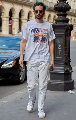 Мужская белая футболка с круглым вырезом с принтом от Atributika &amp; Club™