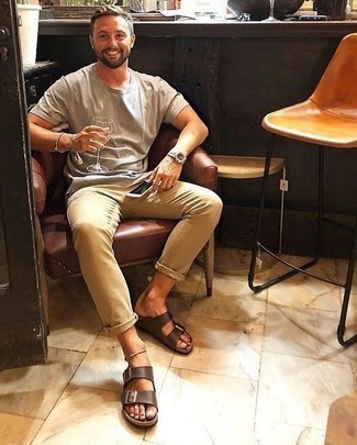 Мужские коричневые кожаные сандалии от DSQUARED2