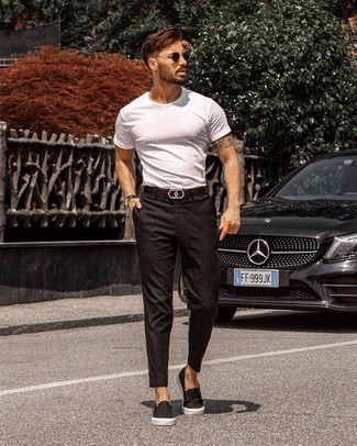 Мужские черно-белые кожаные слипоны от Alexander McQueen