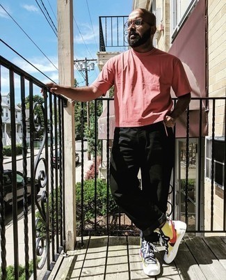 Мужские разноцветные кожаные высокие кеды от Nike