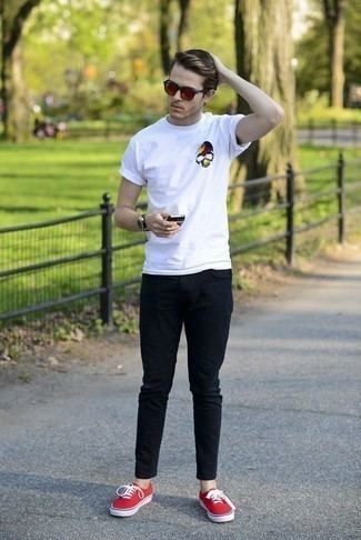 Мужская белая футболка с круглым вырезом с принтом от Burberry