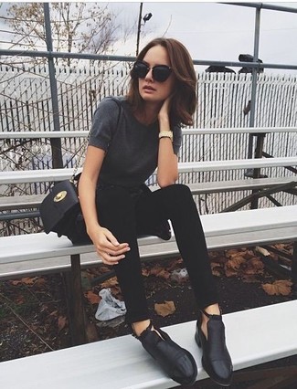 Женская темно-серая футболка с круглым вырезом от MiH Jeans