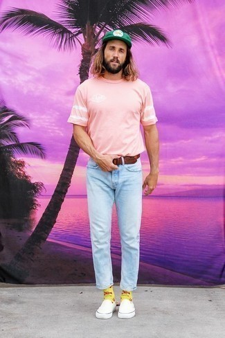Мужская розовая футболка с круглым вырезом с принтом от Anti Social Social Club