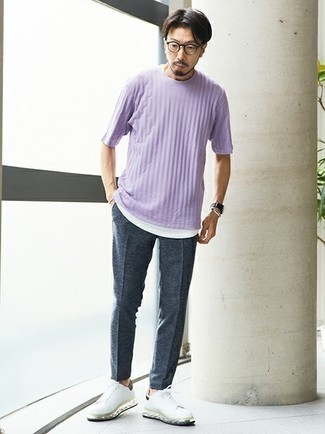 Мужская светло-фиолетовая футболка с круглым вырезом от YOUNG POETS