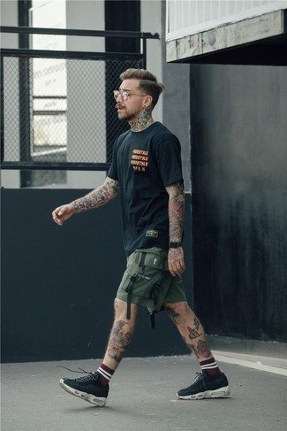 Мужская черная футболка с круглым вырезом с принтом от adidas Combat