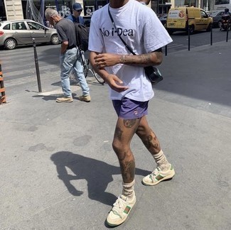 Мужские бежевые кожаные низкие кеды с принтом от Nike