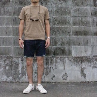 Мужская светло-коричневая футболка с круглым вырезом от Dion Lee