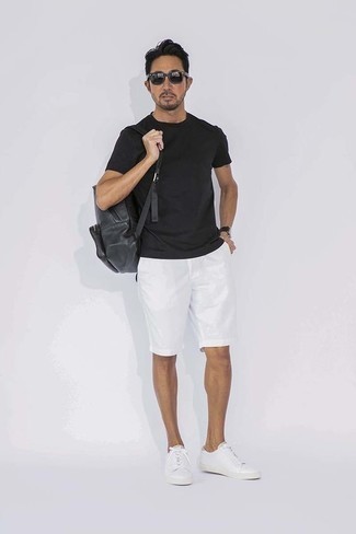 Мужские белые кожаные низкие кеды от Philippe Model