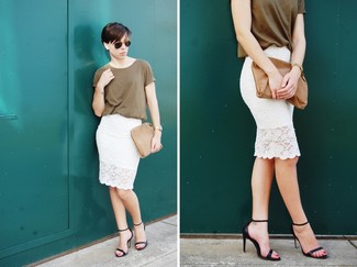 Белая кружевная юбка-карандаш от Nina Ricci