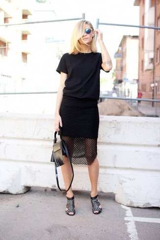 Черная кружевная юбка-карандаш от Lanvin