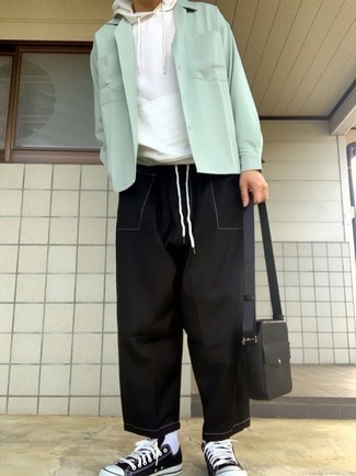 Мужская мятная рубашка с длинным рукавом от Maison Mihara Yasuhiro