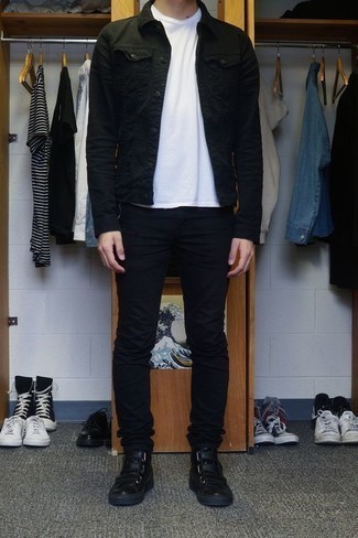 Мужские черные кожаные высокие кеды от Gucci