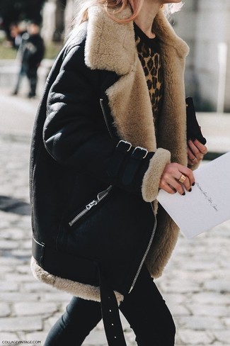 Женский светло-коричневый свитер с круглым вырезом с леопардовым принтом от Givenchy