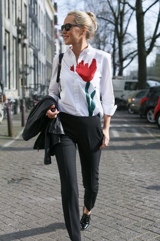Женская белая классическая рубашка с принтом от Marni