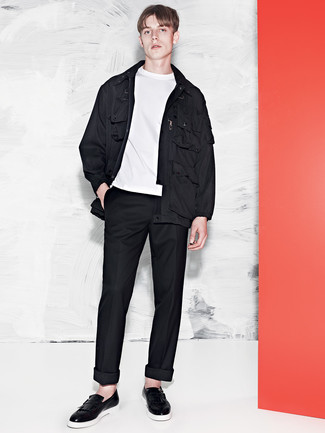Мужские черные кожаные лоферы c бахромой от Givenchy