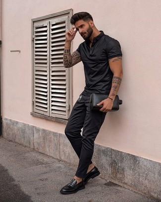 Мужская черная футболка-поло от adidas Originals