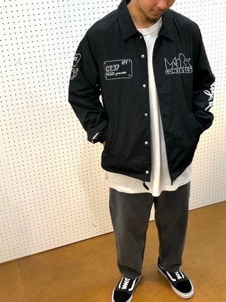 Мужская черно-белая куртка-рубашка с принтом от Moschino