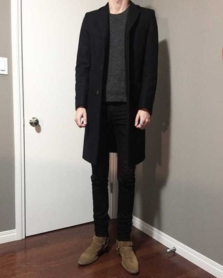 Мужской темно-серый свитер с круглым вырезом от Ringspun