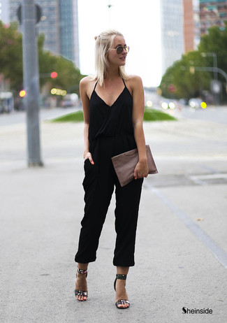 Черные кожаные босоножки на каблуке с цветочным принтом от Sonia Rykiel