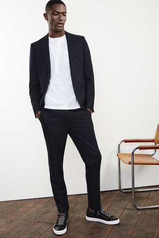 Мужские черно-белые кожаные низкие кеды от Giuseppe Zanotti Design
