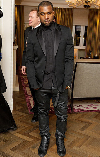 Мужские черные кожаные высокие кеды от Officine Creative