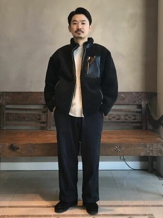 Мужской черный флисовый свитер на молнии от Kenzo